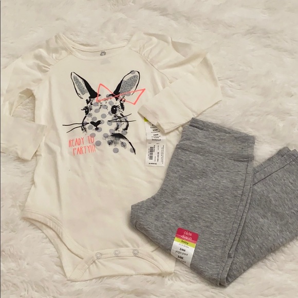 okie dokie Other - Long Sleeve Bunny Onesie with two pants